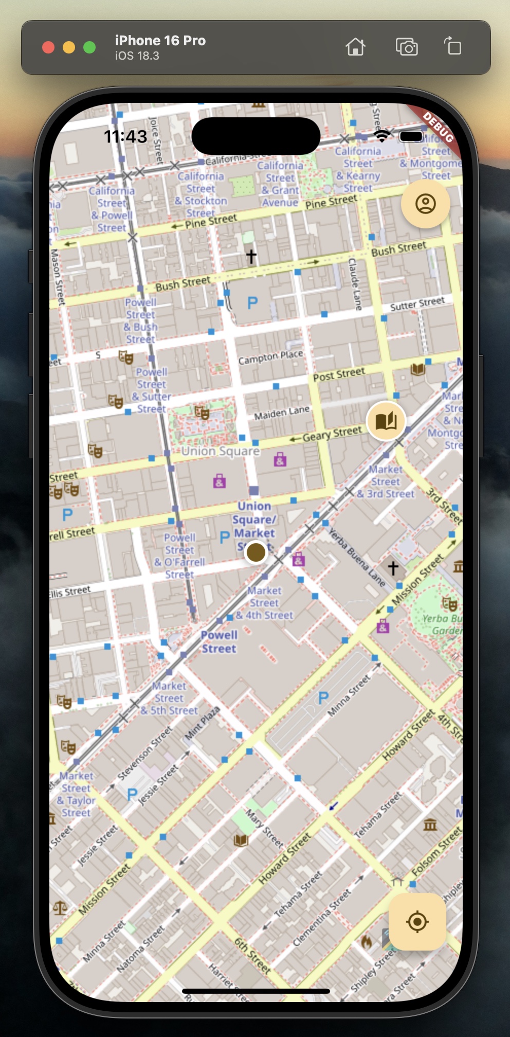 Mapa GPS LegendSpot z punktami historii związanymi z miejscami